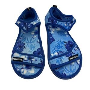 Flopeeze Women's Blue Floral Tropical Water Shoes US 9/10 Slip-On Sandals NWOT